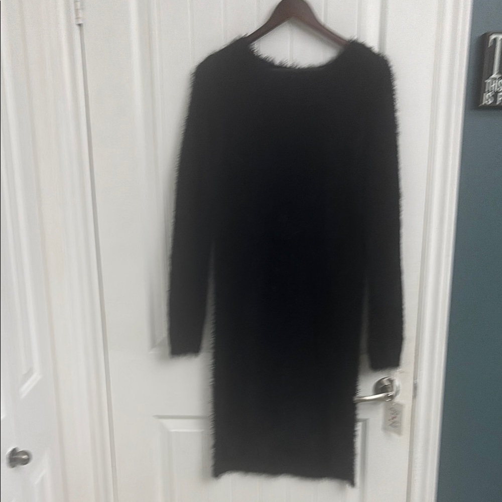 Black Eyelash Fuzzy Dress BNWT
